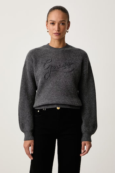 Guess Pulover za žene s dodatkom vune FAITH sivi W6BR27 Z1409
