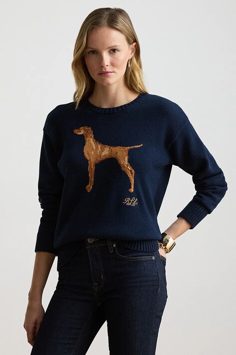Lauren Ralph Lauren Sweter damski bawełniany granatowy 200P14120