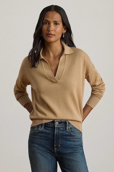 Lauren Ralph Lauren sweter damski z bawełną beżowy 200P14056