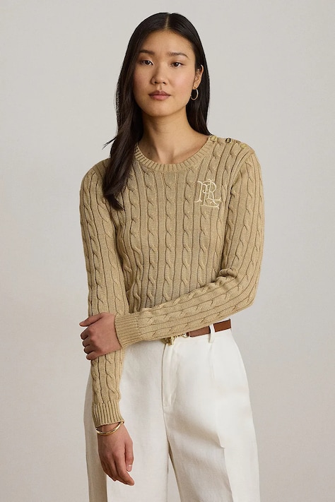Lauren Ralph Lauren sweter damski z bawełną beżowy 200P14039