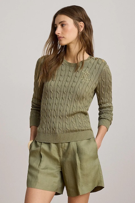 Lauren Ralph Lauren sweter damski z bawełną zielony 200P14039