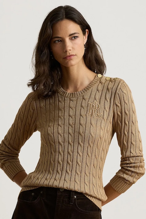 Lauren Ralph Lauren sweter damski z bawełną brązowy 200P14039