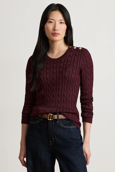 Lauren Ralph Lauren sweter damski z bawełną bordowy 200P14039