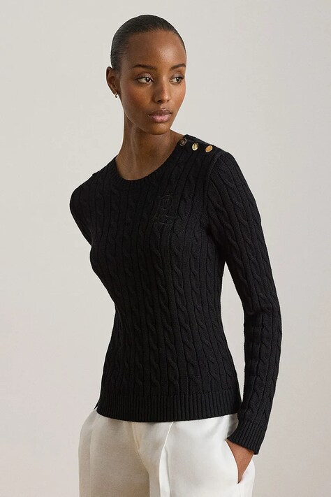 Lauren Ralph Lauren sweter damski z bawełną czarny 200P14039