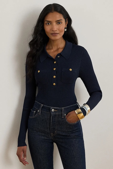 Lauren Ralph Lauren sweter damski z wiskozą granatowy 200P03459