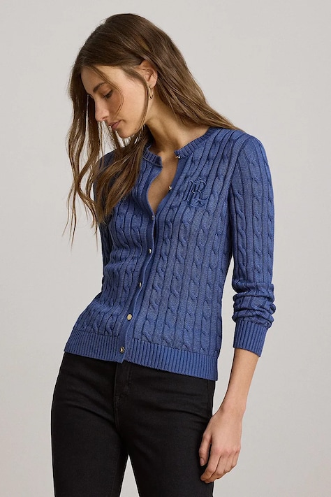 Lauren Ralph Lauren kardigan damski z bawełną niebieski 200P14040