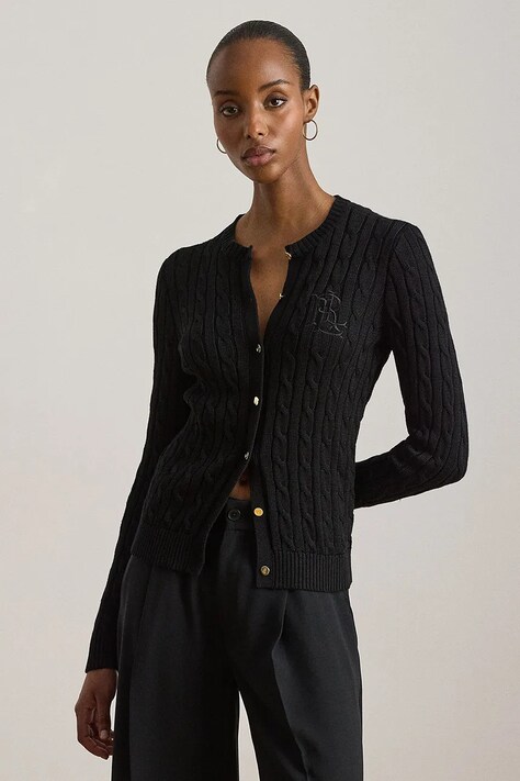 Lauren Ralph Lauren kardigan damski z bawełną czarny 200P14040