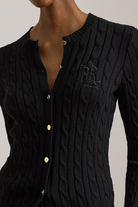 Lauren Ralph Lauren kardigan damski z bawełną czarny 200P14040