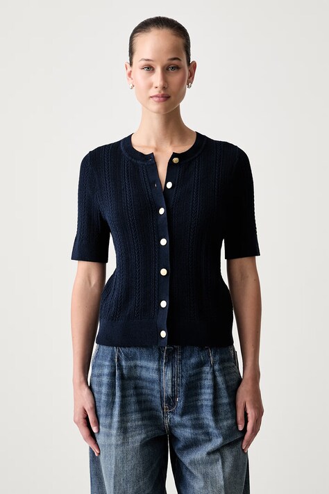Tommy Hilfiger ζακέτα γυναικεία με βαμβάκι σκούρα μπλε WW0WW50070