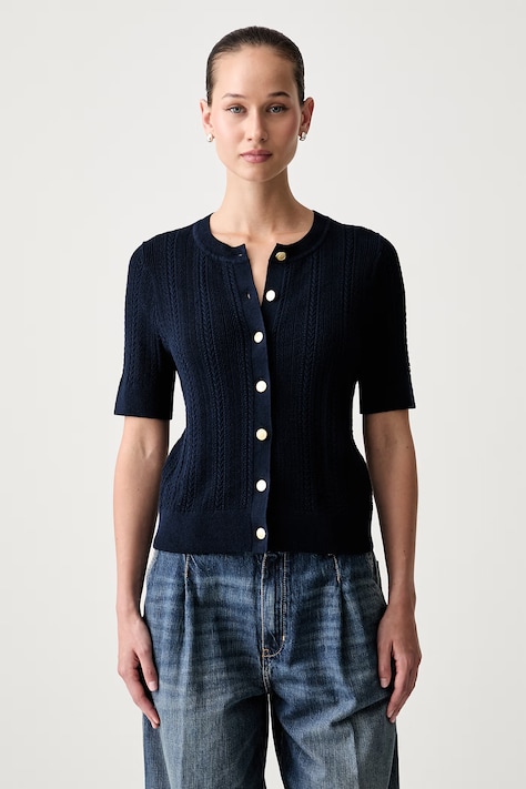 Tommy Hilfiger ζακέτα γυναικεία με βαμβάκι σκούρα μπλε WW0WW50070