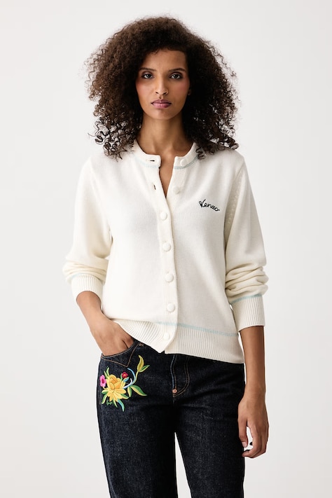 Kenzo Kardigan damski z wełną beżowy FG62CA7513FA