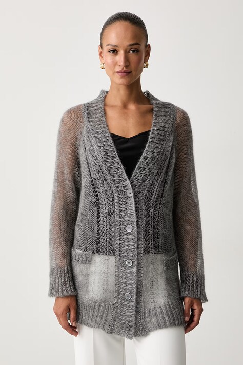 Ermanno Scervino LIFE kardigan damski z wełną szary D494N500VYN