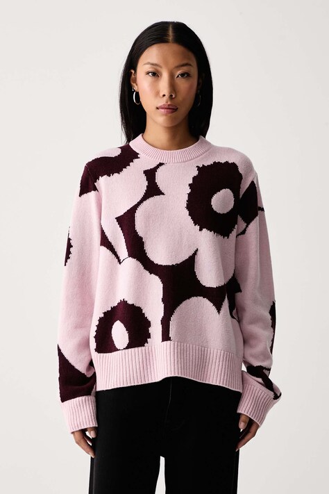 Marimekko Sweter damski wełniany różowy 095727