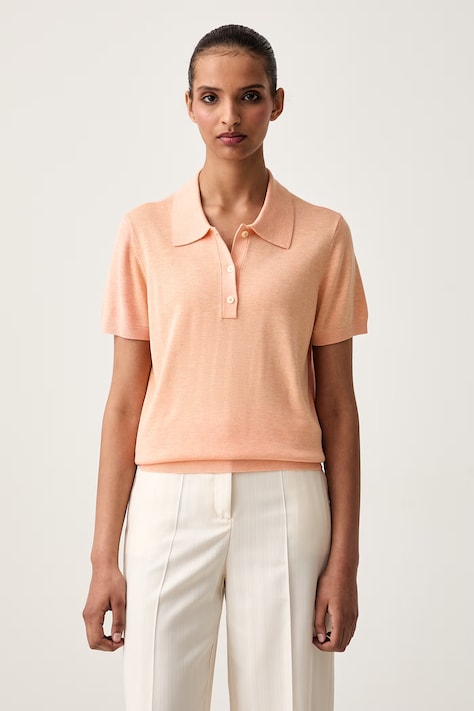 Calvin Klein polo tričko dámske z viskózy oranžové LV044G311G