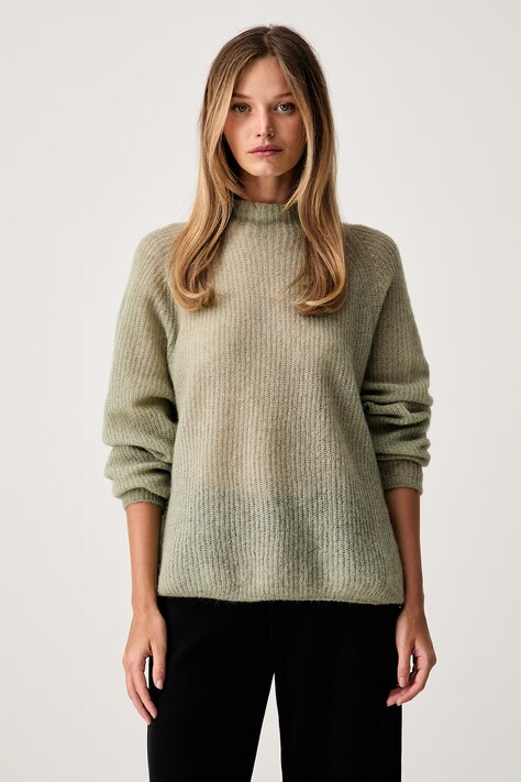 BOSS sweter damski z wełną Fewena zielony 50564438