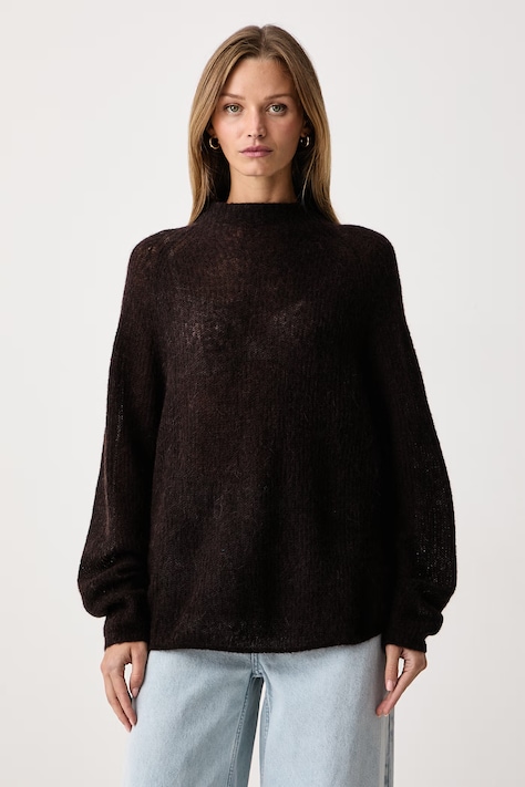 BOSS Sweter damski z wełną Fewena brązowy 50564438