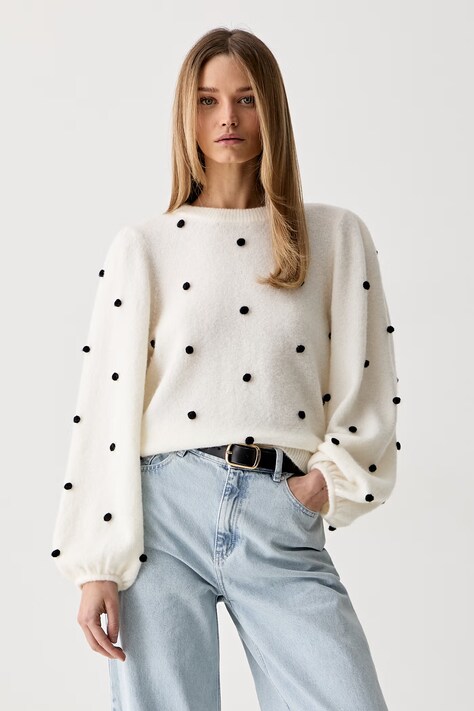 Gestuz sweter damski z wełną GZalpha beżowy 10911407