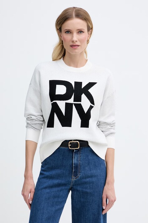 DKNY sweter damski z wiskozy biały P5MSAY12