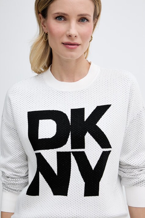 DKNY sweter damski z wiskozy biały P5MSAY12