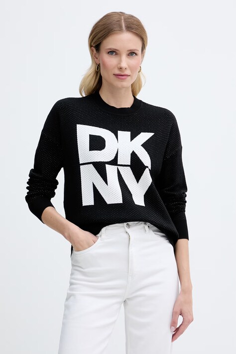 DKNY sweter damski z wiskozą czarny P5MSAY12
