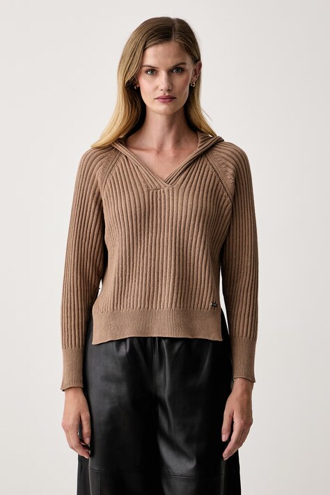 DKNY sweter damski bawełniany brązowy DJ6R0174