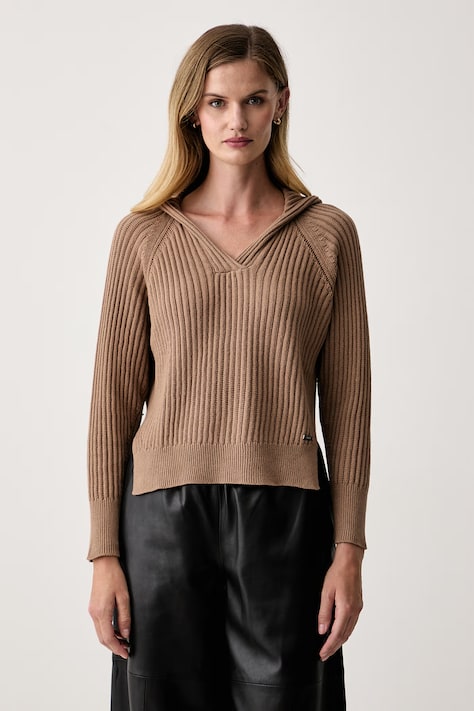 DKNY pulover ženski bombažen rjav DJ6R0174