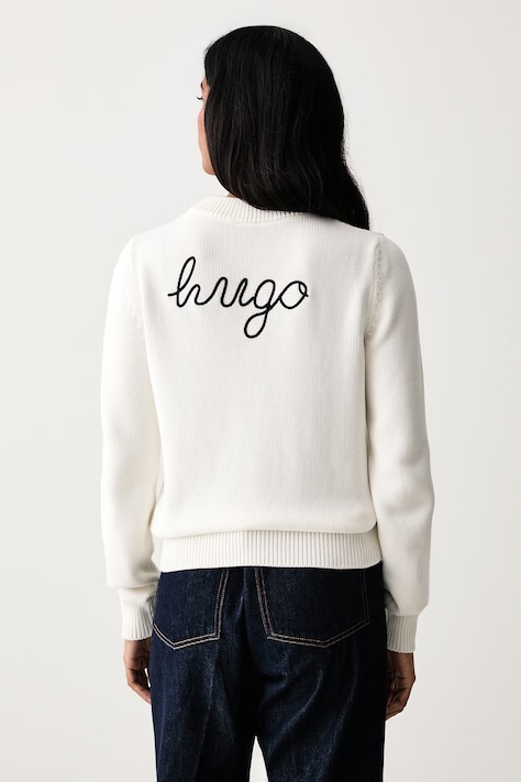 HUGO Blue Pulover pentru femei din bumbac Saje_B bej 50564300