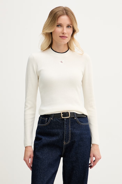Calvin Klein Jeans sveter dámsky bavlnený béžový LV047G309G