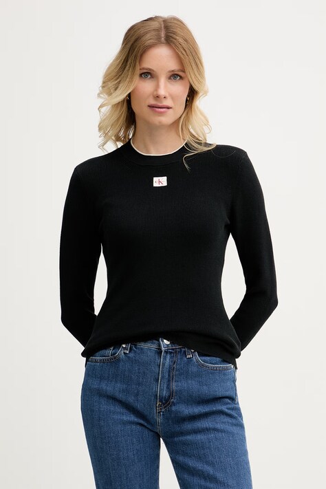 Calvin Klein Jeans sweter damski bawełniany czarny LV047G309G