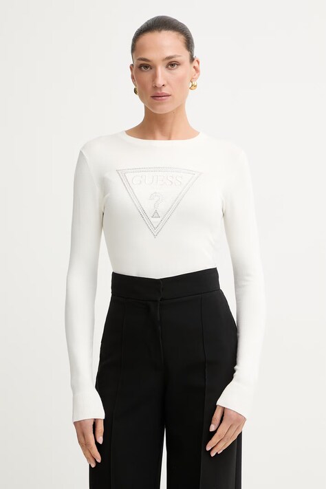 Guess πουλόβερ γυναικείο με βισκόζη KATIE μπεζ W6YR28 Z0976