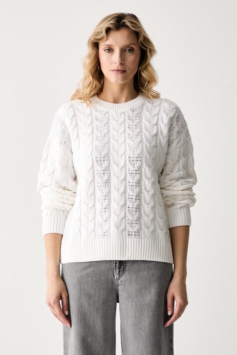 Guess πουλόβερ γυναικείο με βαμβάκι CASSANDRA λευκό W6YR21 Z0965