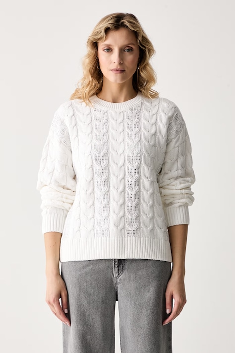 Guess πουλόβερ γυναικείο με βαμβάκι CASSANDRA λευκό W6YR21 Z0965
