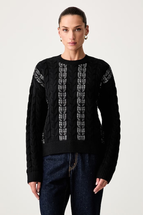 Guess sweter damski z bawełną CASSANDRA czarny W6YR21 Z0965