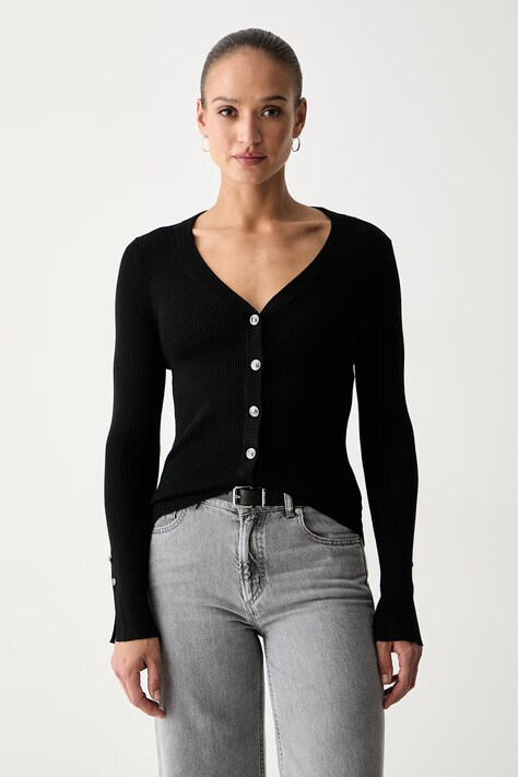 Guess ζακέτα γυναικεία με βισκόζη ELLIE μαύρη W6YR11 Z0950