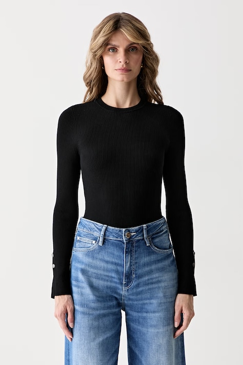 Guess pulover ženski z viskozo ELLIE črn W6YR09 Z0948