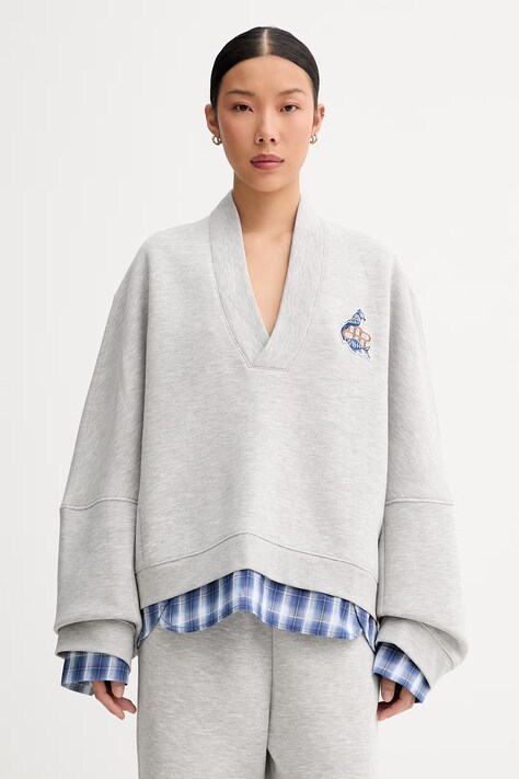 MUNTHE bluza damska z bawełną NASH szara 262110126263