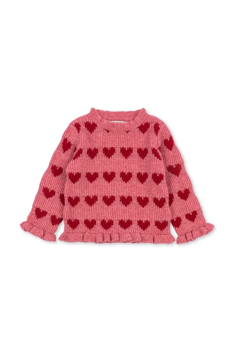 Konges Sløjd Sweter dziecięcy z wełną LAULA SWEATER różowy KS106516