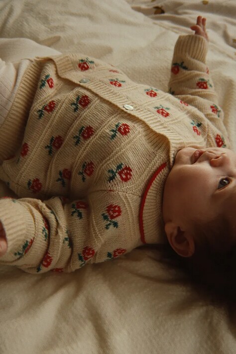 Konges Sløjd Kardigan dziecięcy z wełną BELOU COLLAR CARDIGAN beżowy KS106393