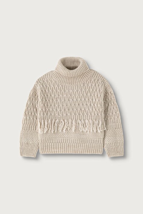 United Colors of Benetton Sweter dziecięcy z dodatkiem wełny beżowy 1OEPC200U
