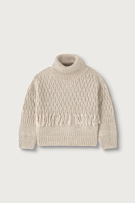 United Colors of Benetton Sweter dziecięcy z dodatkiem wełny beżowy 1OEPC200U