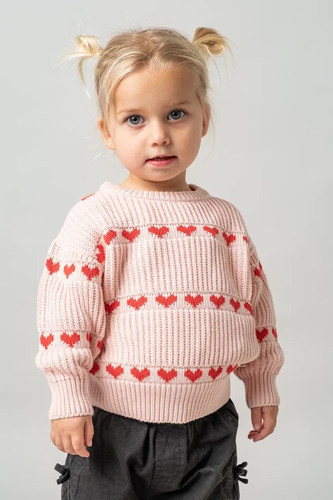 That's mine Sweter dziecięcy bawełniany Ingeborg sweater różowy 246495
