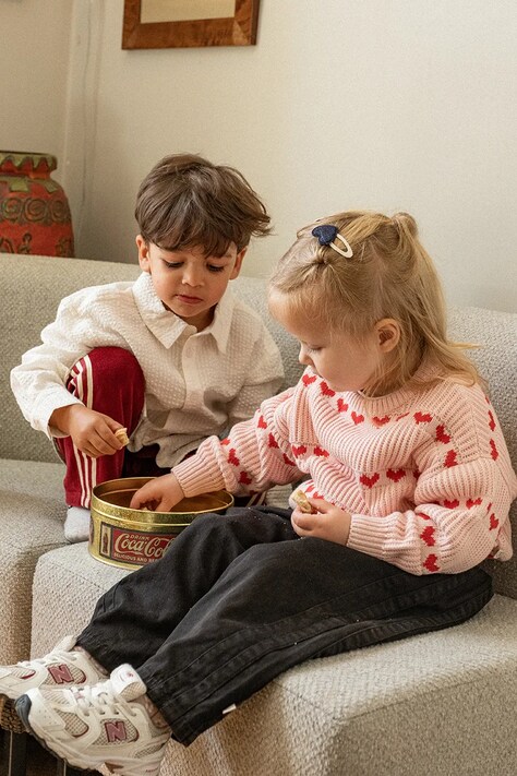 That's mine Sweter dziecięcy bawełniany Ingeborg sweater różowy 246495