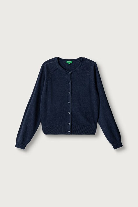 United Colors of Benetton Kardigan dziecięcy z dodatkiem wełny granatowy 1LU4C501D