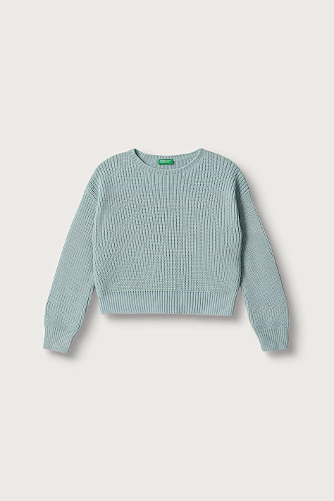 United Colors of Benetton Sweter dziecięcy turkusowy 1370C108O