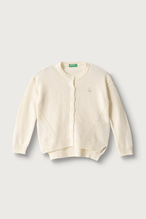 United Colors of Benetton Cardigan elegante per bambini con lana beige 1244C500N