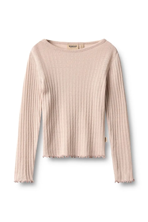 Wheat Majica z dolgimi rokavi otroška z merino volno bež 0182-782 RWS