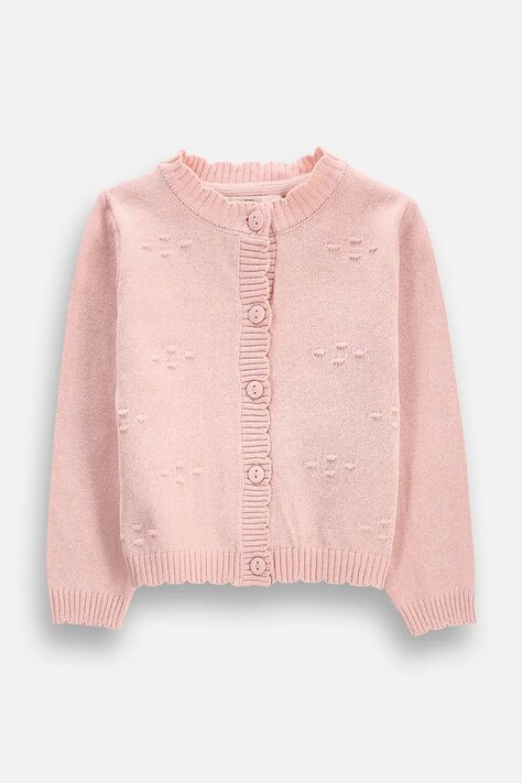 Coccodrillo Kardigan dziecięcy z bawełną różowy MAGIC AND LOVE GIRL NEWBORN