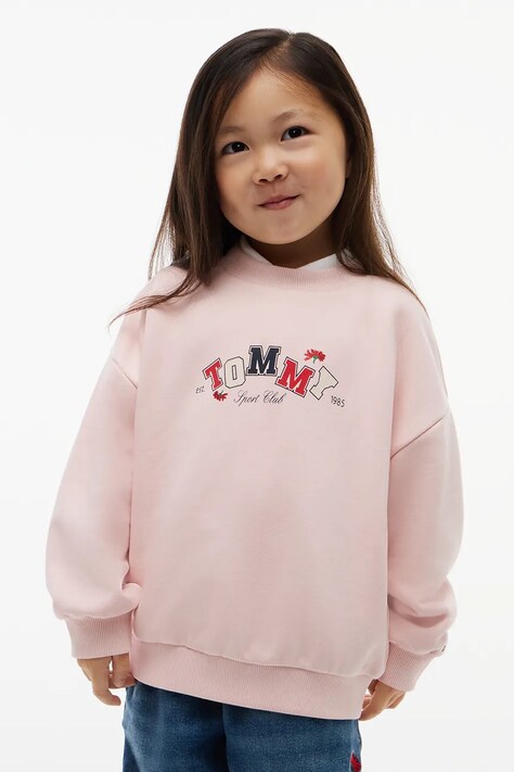 Tommy Hilfiger bluza dziecięca z bawełną różowa KS0KS00781
