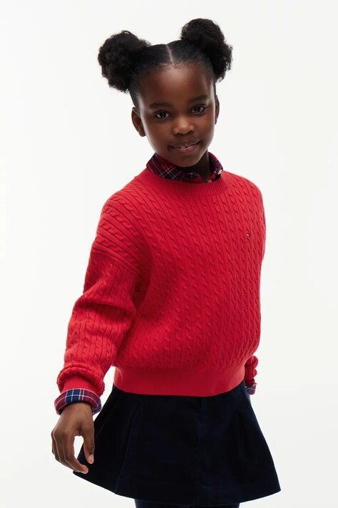 Tommy Hilfiger sweter dziecięcy bawełniany czerwony KG0KG08848