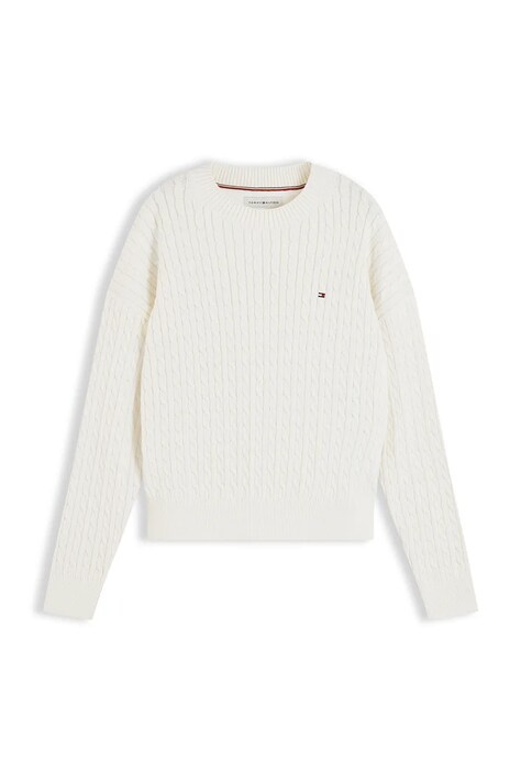 Tommy Hilfiger Sweter dziecięcy bawełniany beżowy KG0KG08848